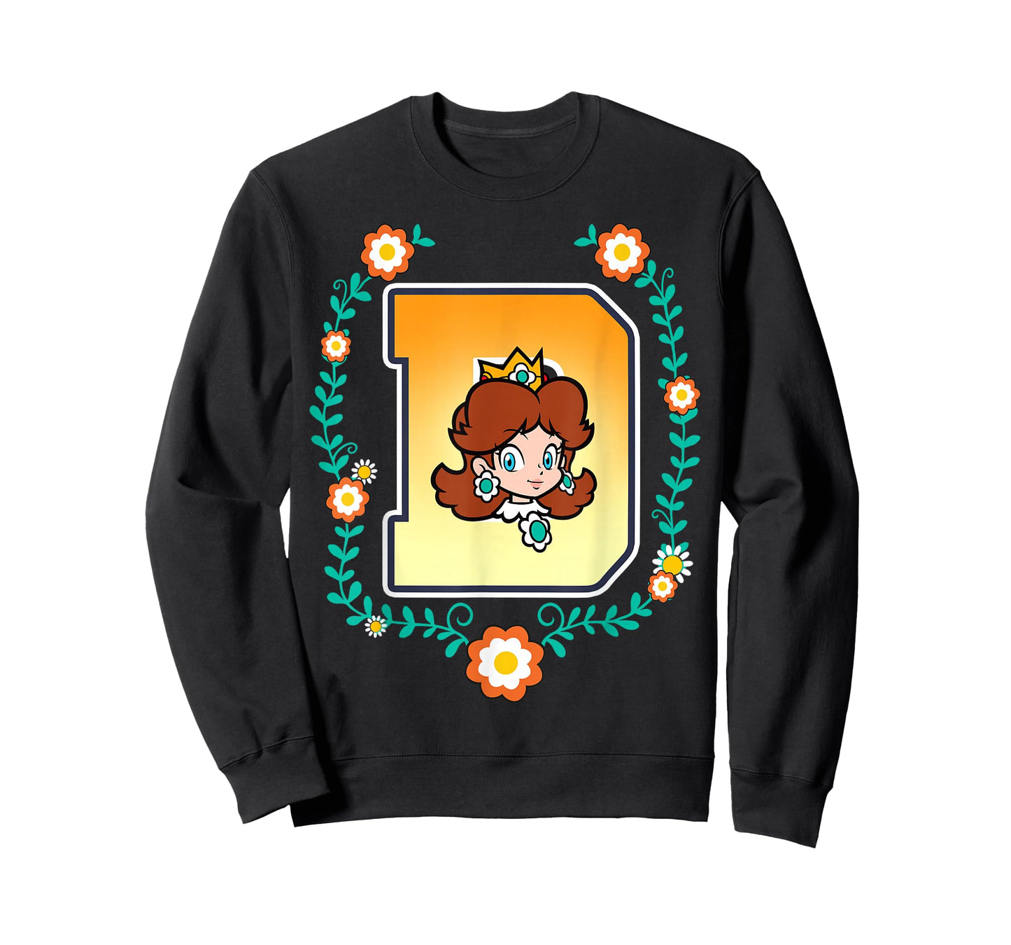 Super Mario Princess Daisy University Letter Portrait Logo T-Shirt