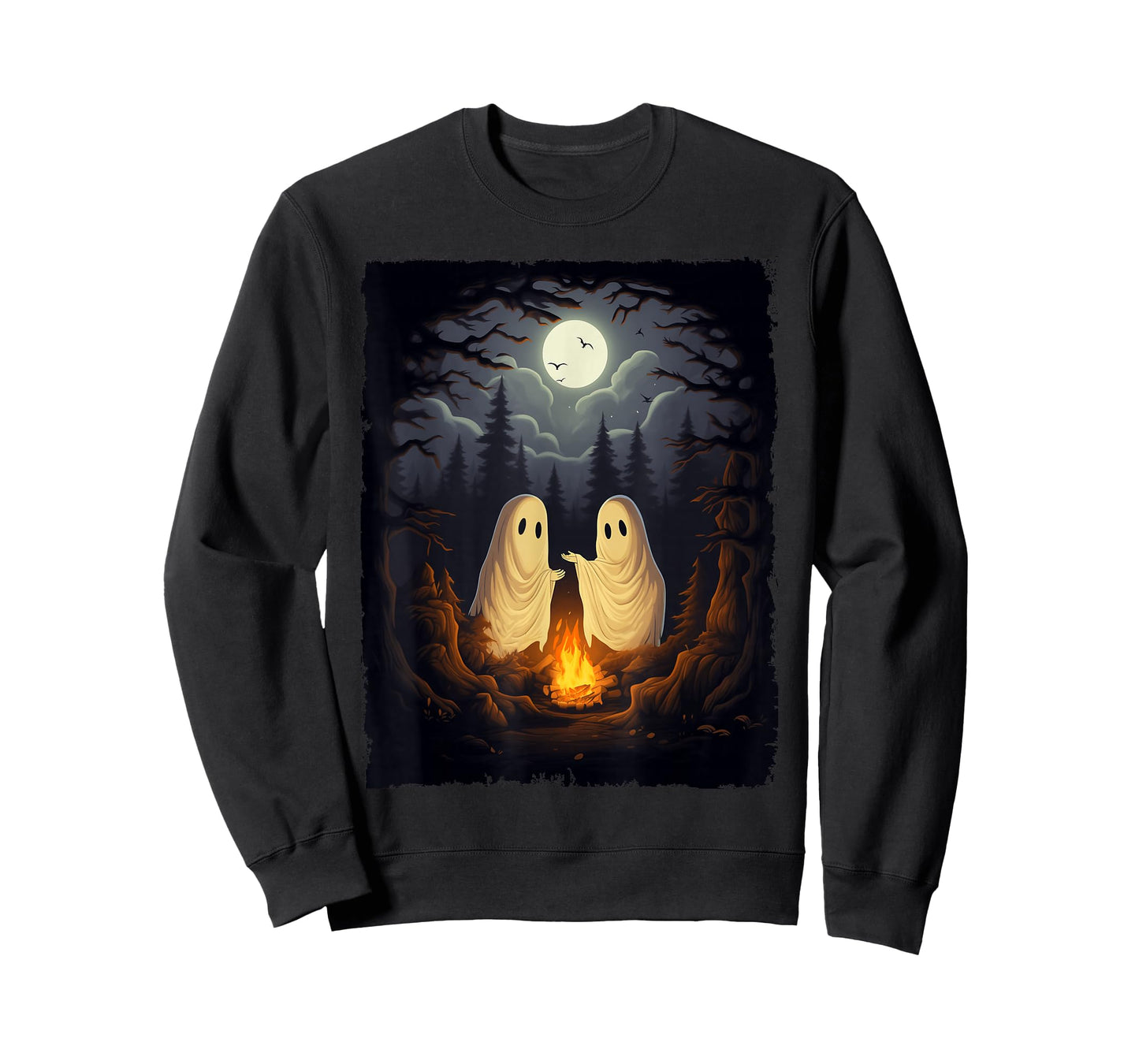 Vintage Ghost Camping Campfire Gothic Halloween Men Women T-Shirt