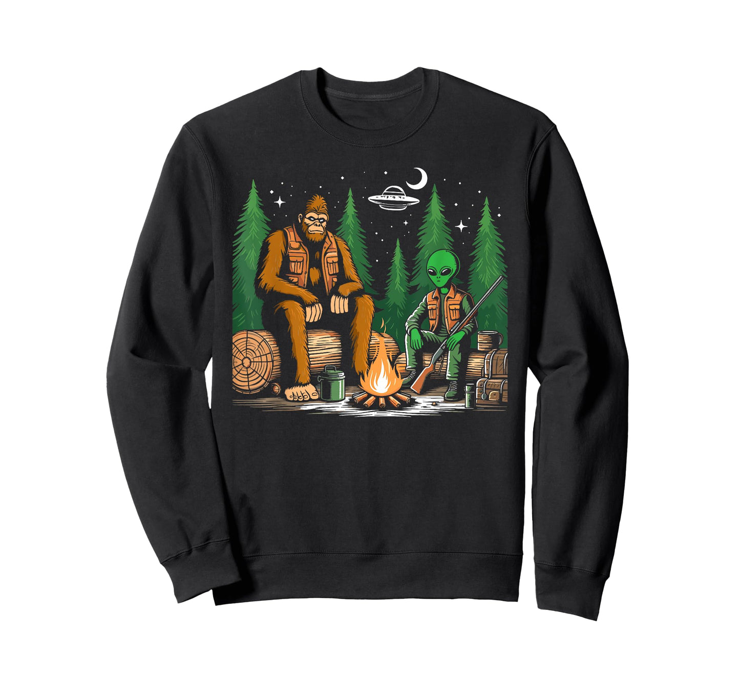 Bigfoot and alien hunting sasquatch alien Hunter funny T-Shirt