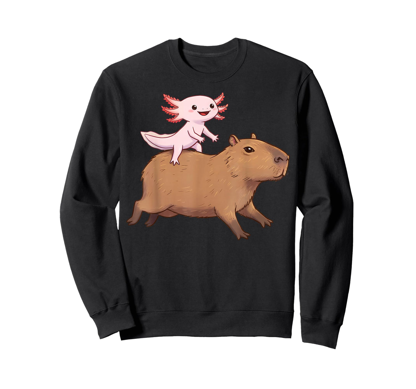 Funny Kawaii Axolotl and Capybara Lover Kids Girls Men Women T-Shirt