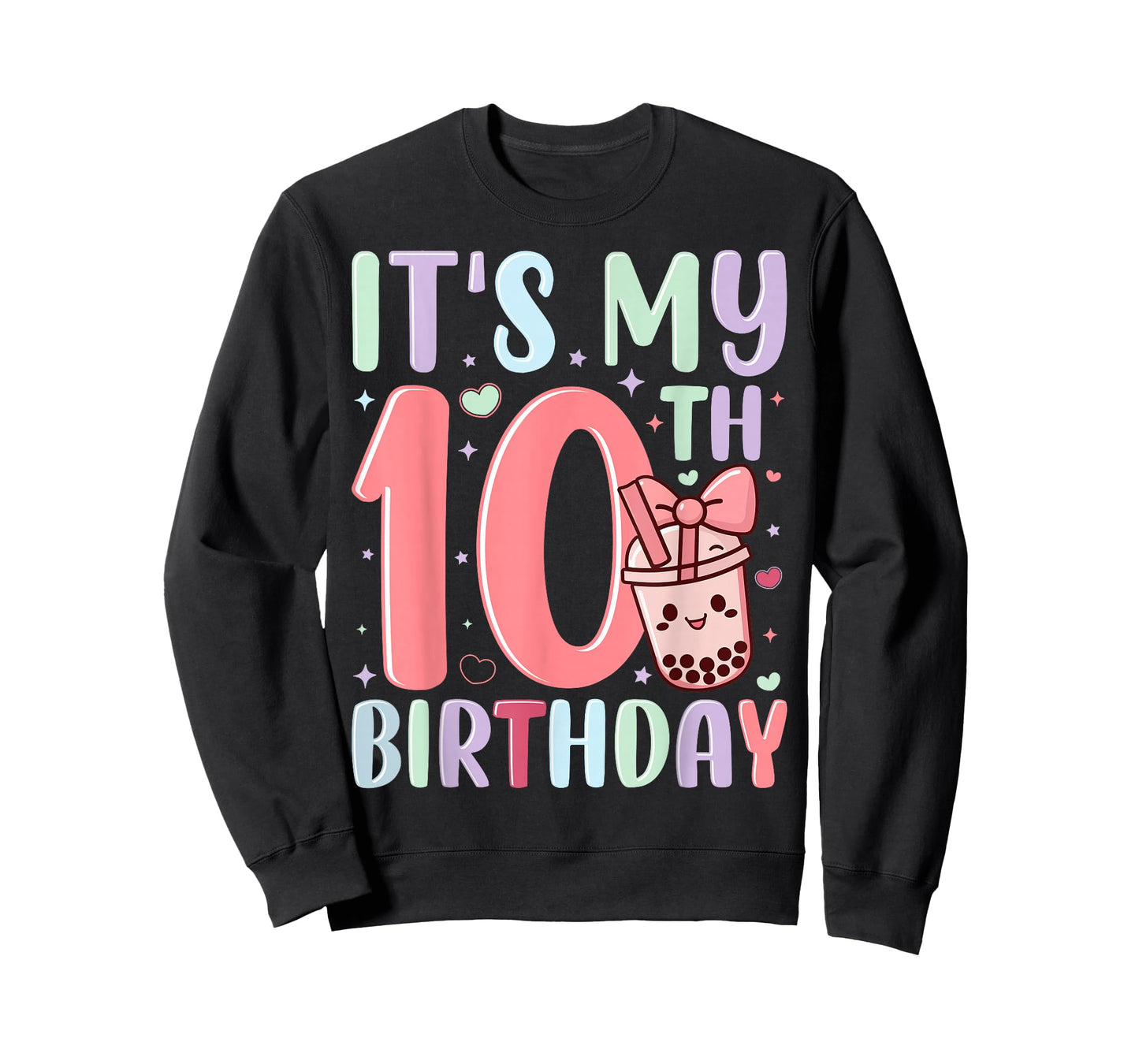 It's My 10th Birthday Bubble Boba Tea Party 10 Year Old Girl T-Shirt