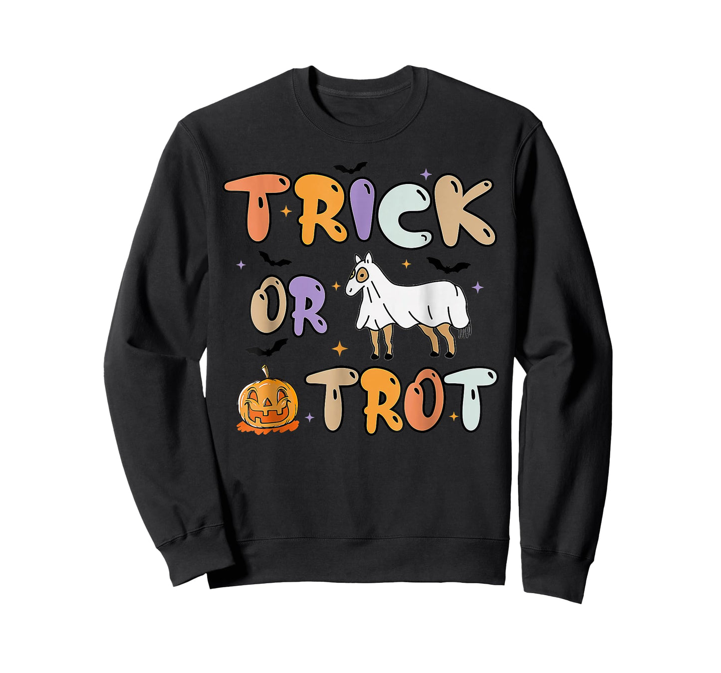 Trick Or Trot Halloween Pumpkin Ghost Horse T-Shirt