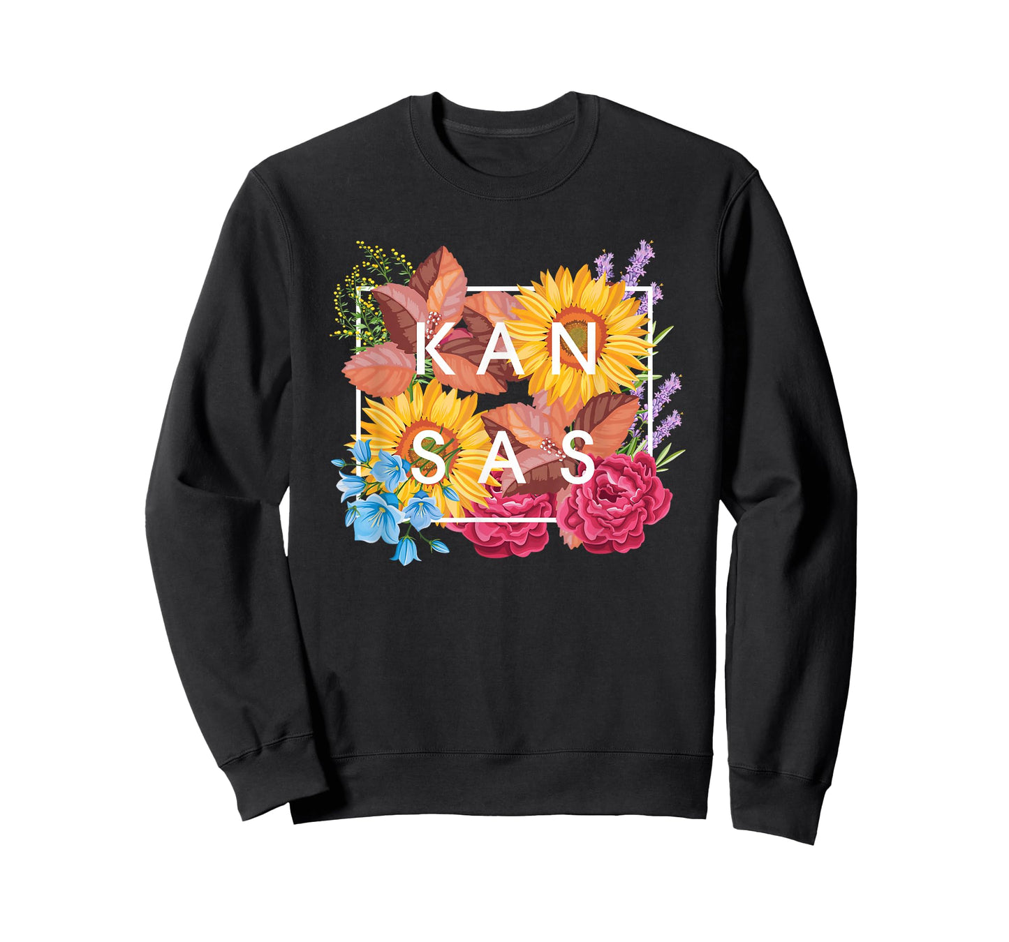 Flowers of Kansas Word Art - Kansan State Souvenir T-Shirt