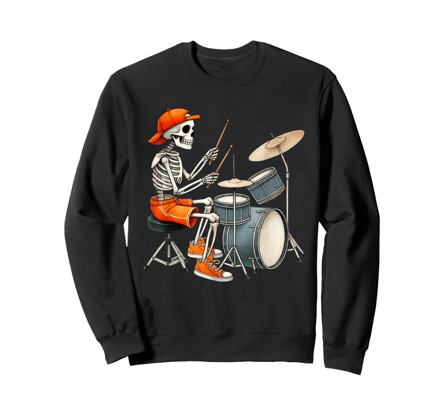 Skeleton Drums Halloween Costume Funny Drummer Men Boys Kids T-Shirt