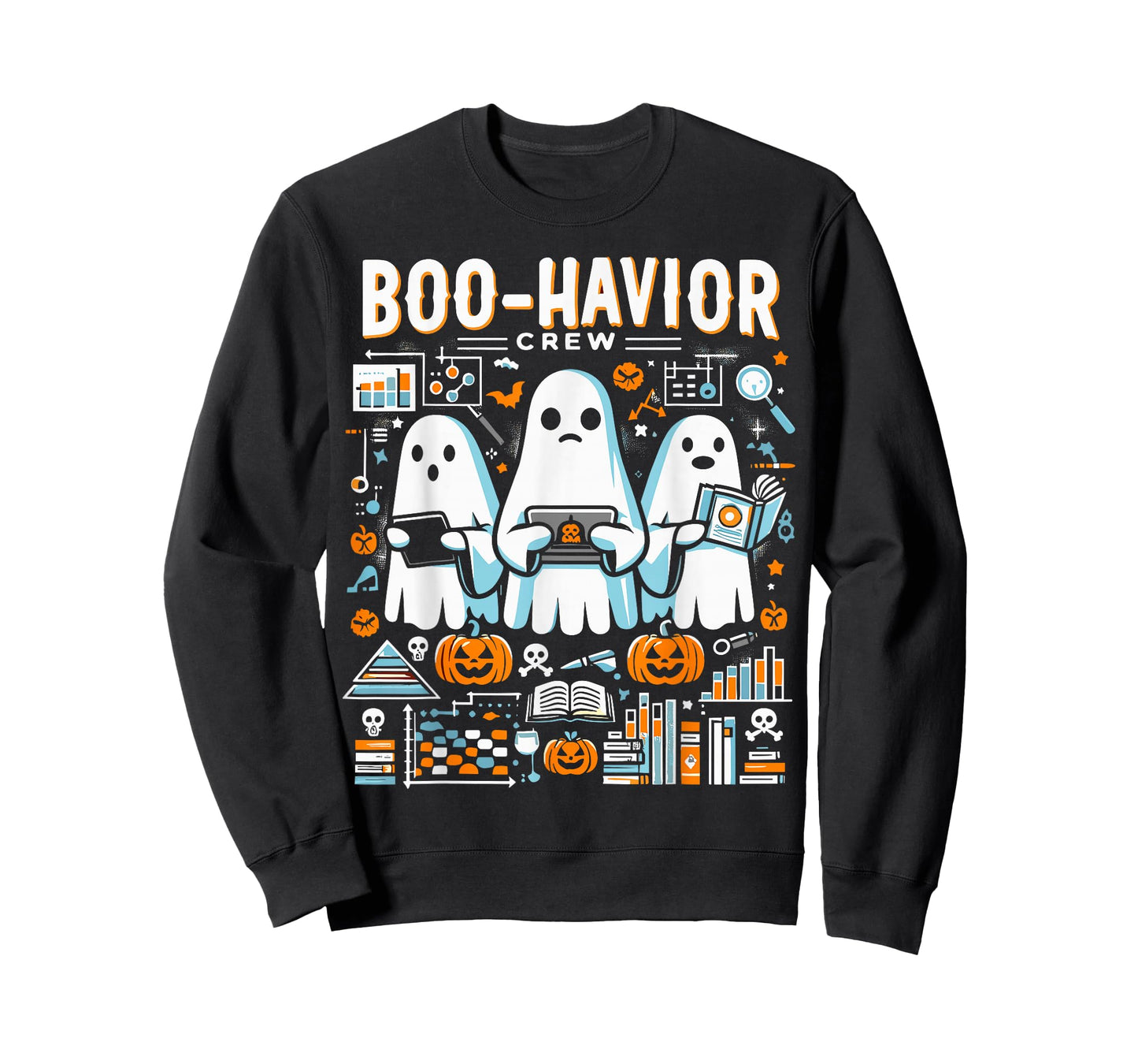 Behavior Analyst Halloween ABA Cute Ghost Boo-Havior Crew T-Shirt