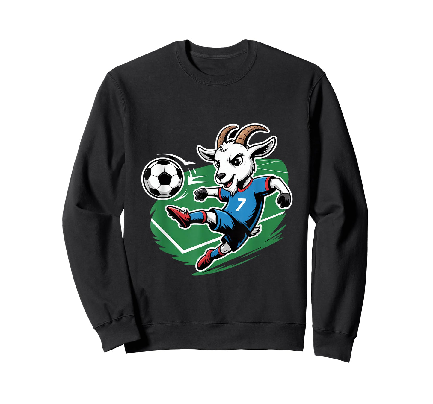 Football Goat Striker Number 7 Kicking Soccer Ball T-Shirt