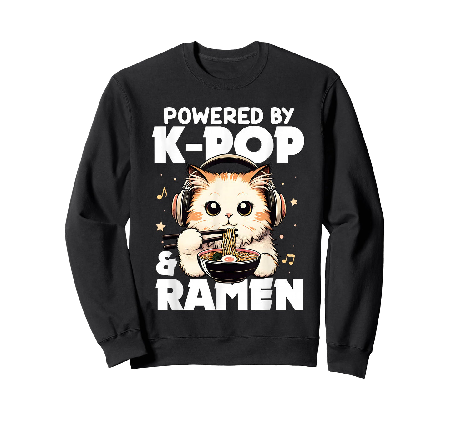 Kawaii Powered by K-Pop and Ramen Cute Kpop Cat Music T-Shirt