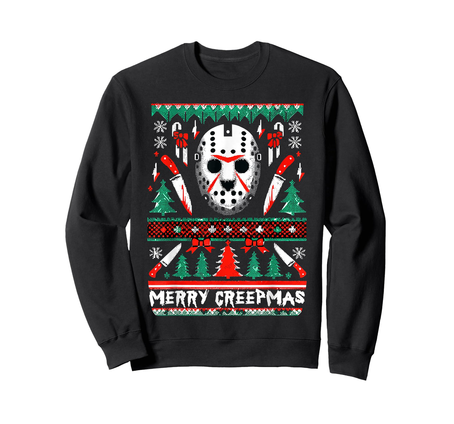 Merry Creepmas Festive Slasher Ugly Christmas T-Shirt