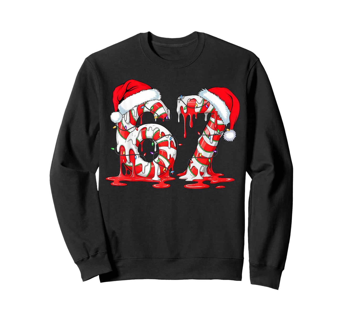 67 Meme Six Seven Candy Canes Drip Christmas Pajamas Holiday T-Shirt