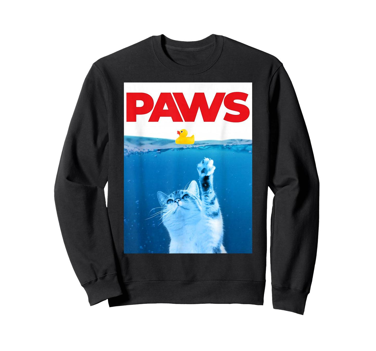 PAWS Cat Yellow Rubber Duck Paws Parody Funny Cat Lover T-Shirt