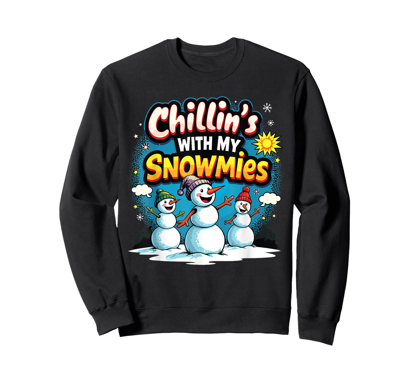 Chillin With My Snowmies Snowman Vibe Christmas 2024 T-Shirt