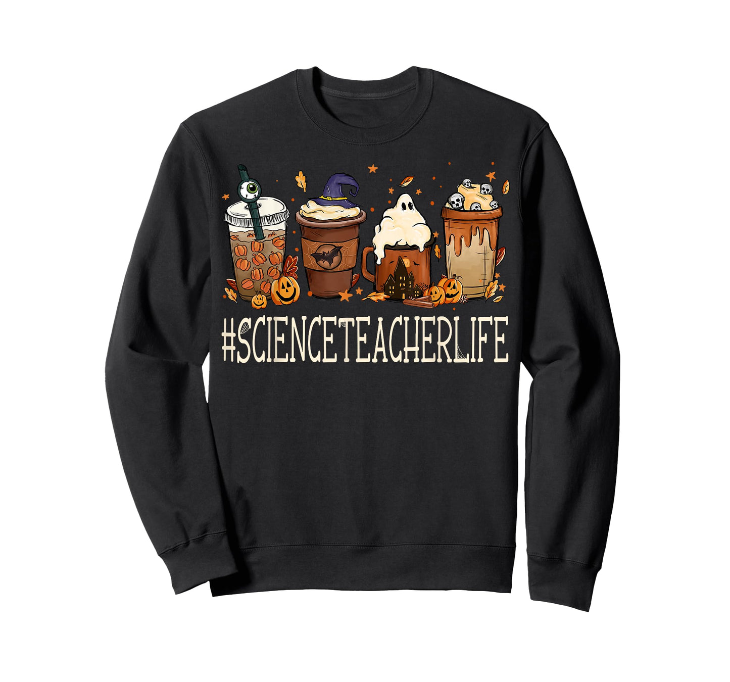 Science Teacher Horror Fall Coffee Halloween Pumpkin Autumn T-Shirt