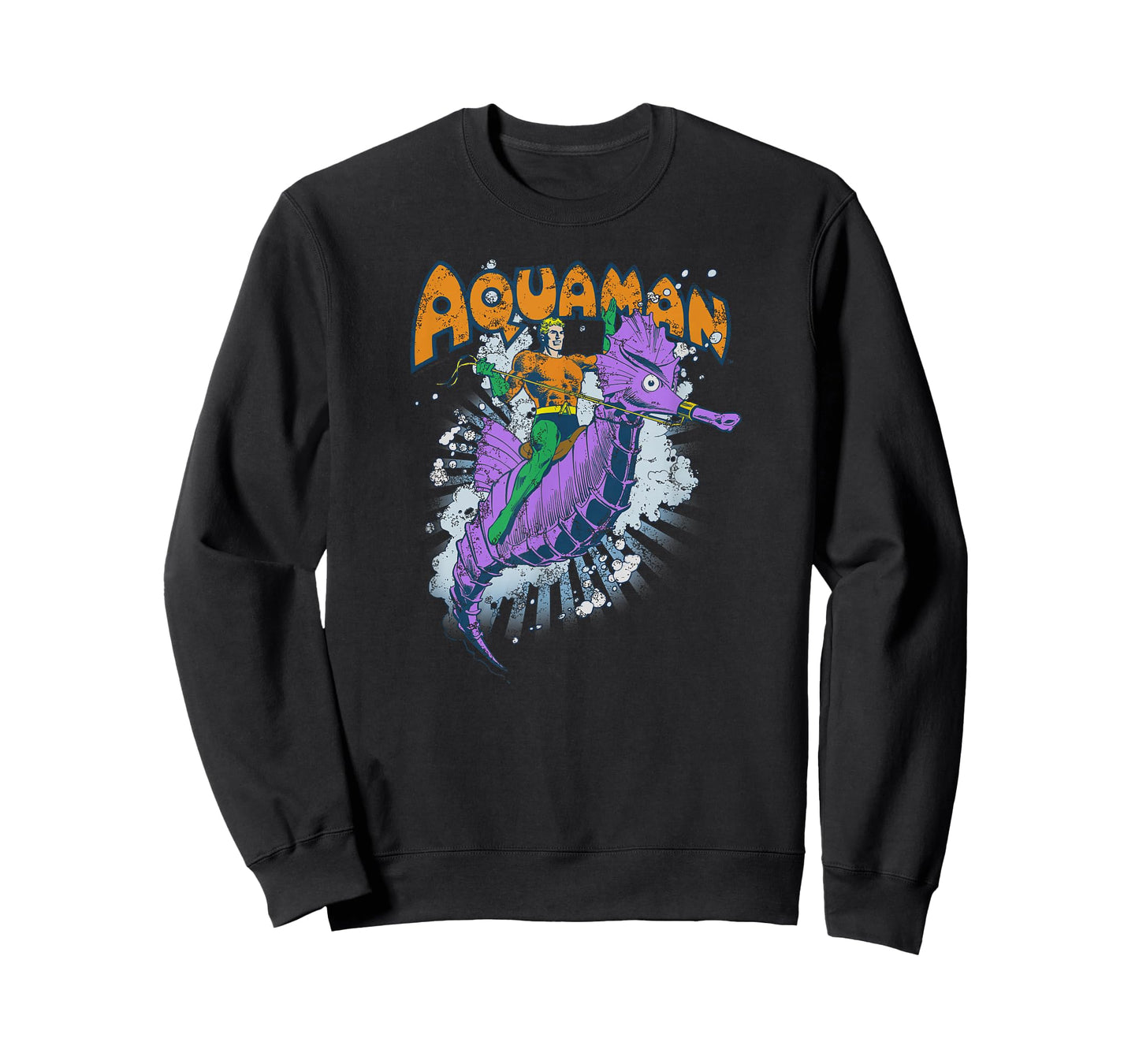 DC Comics Aquaman Ride Free Unisex-Adults T-Shirt, Blue, Small, Short Sleeve, Classic Fit