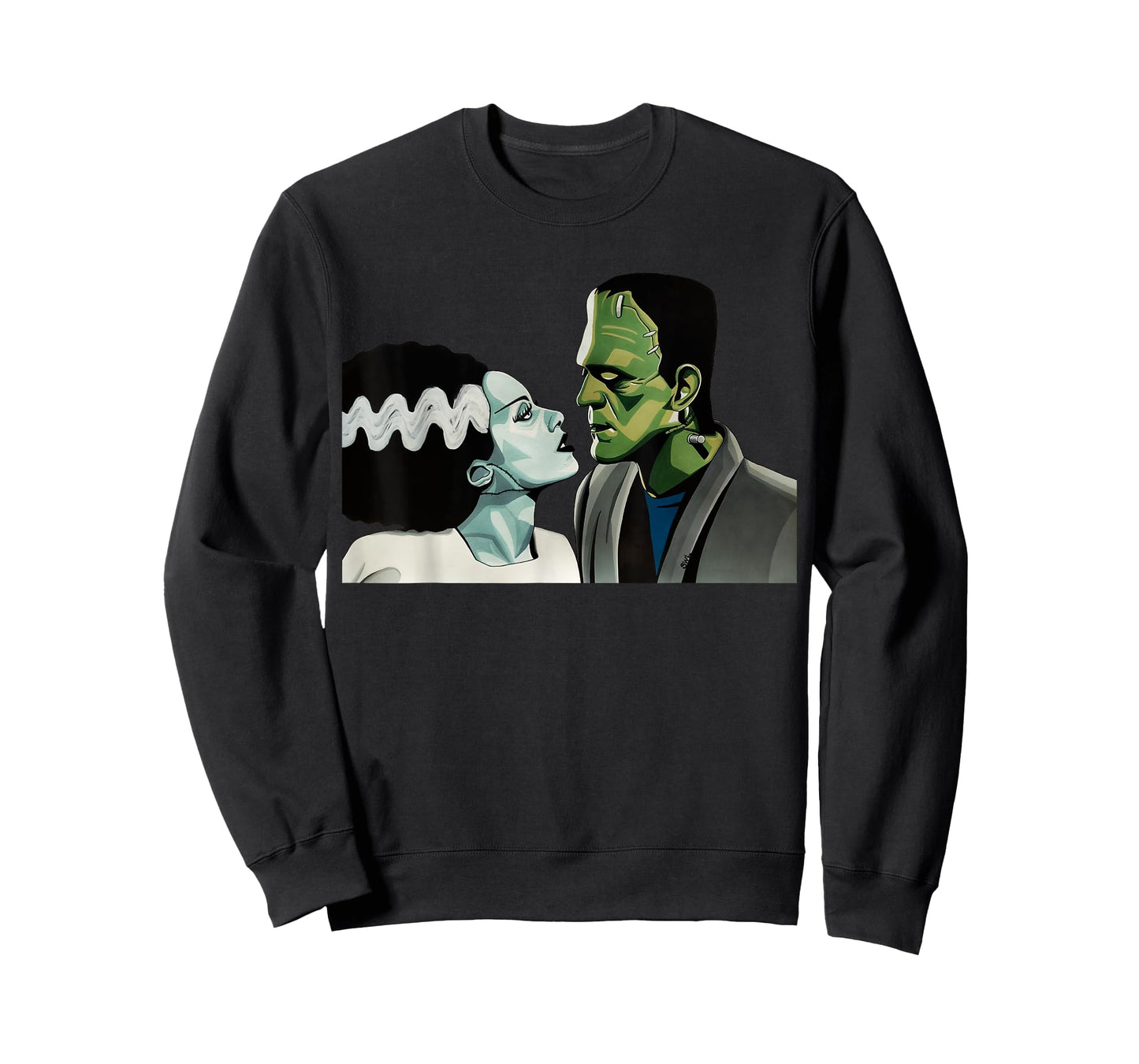 Frankenstein Monster & Bride Halloween Romantic Kiss Scene T-Shirt