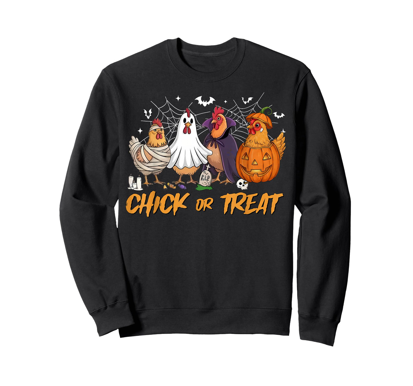 Chick Or Treat Funny Chicken Pumpkin Ghost Spooky Halloween T-Shirt