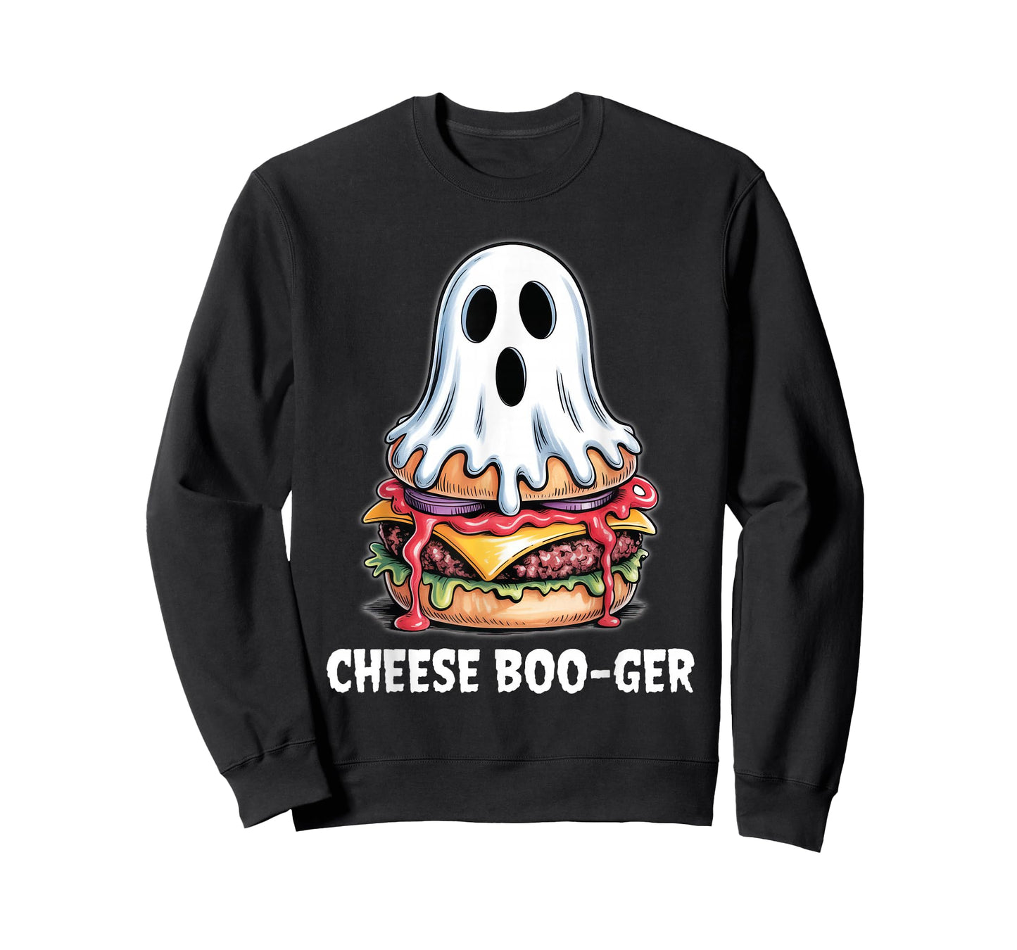 Cheese Boo-Ger Funny Ghost Cheeseburger Food Pun Halloween T-Shirt