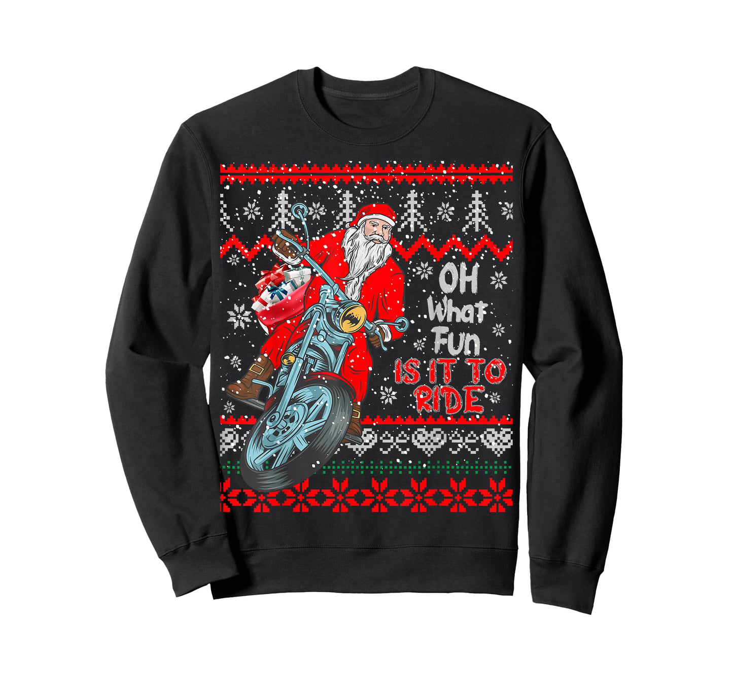 "Biker Santa" Motorcycle Ugly Christmas Sweater T-Shirt