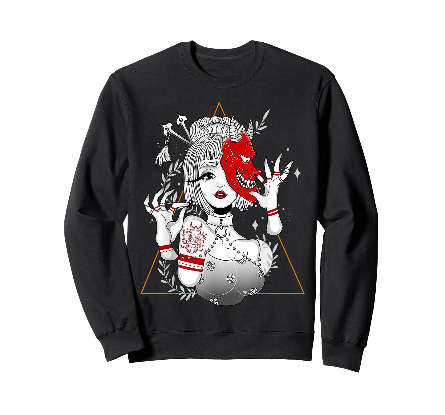 Japanese Demon Culture Samurai Geisha Girl Hannya Gift Tee T-Shirt