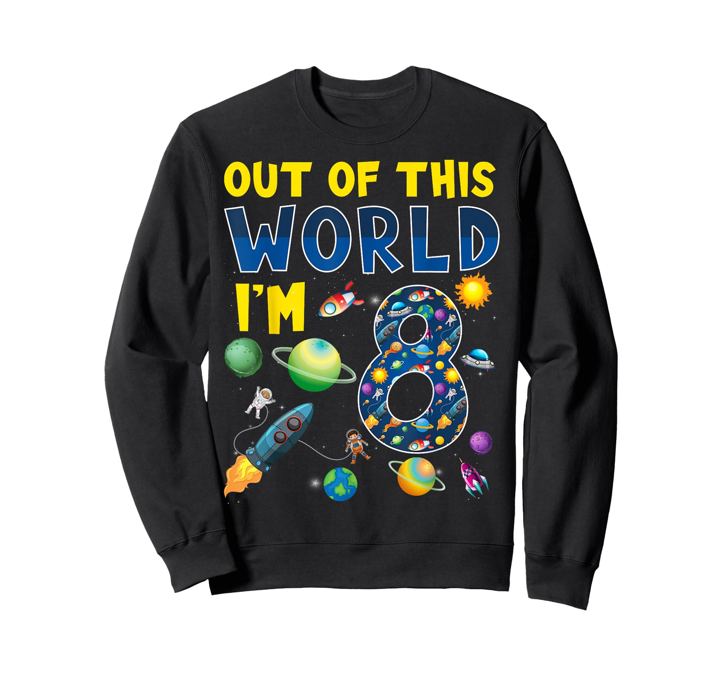 Out Of This World I'm 8 Space Rocket Birthday Party 8th T-Shirt