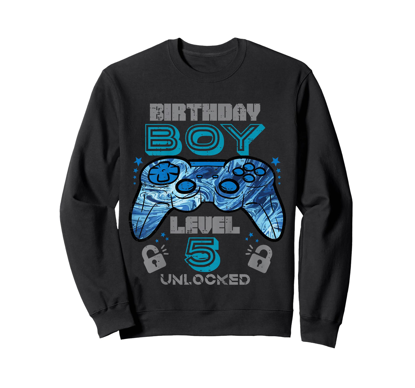 Kids 5th Birthday Gamer Level 5 Unlocked Video Gaming Bday Boys T-Shirt