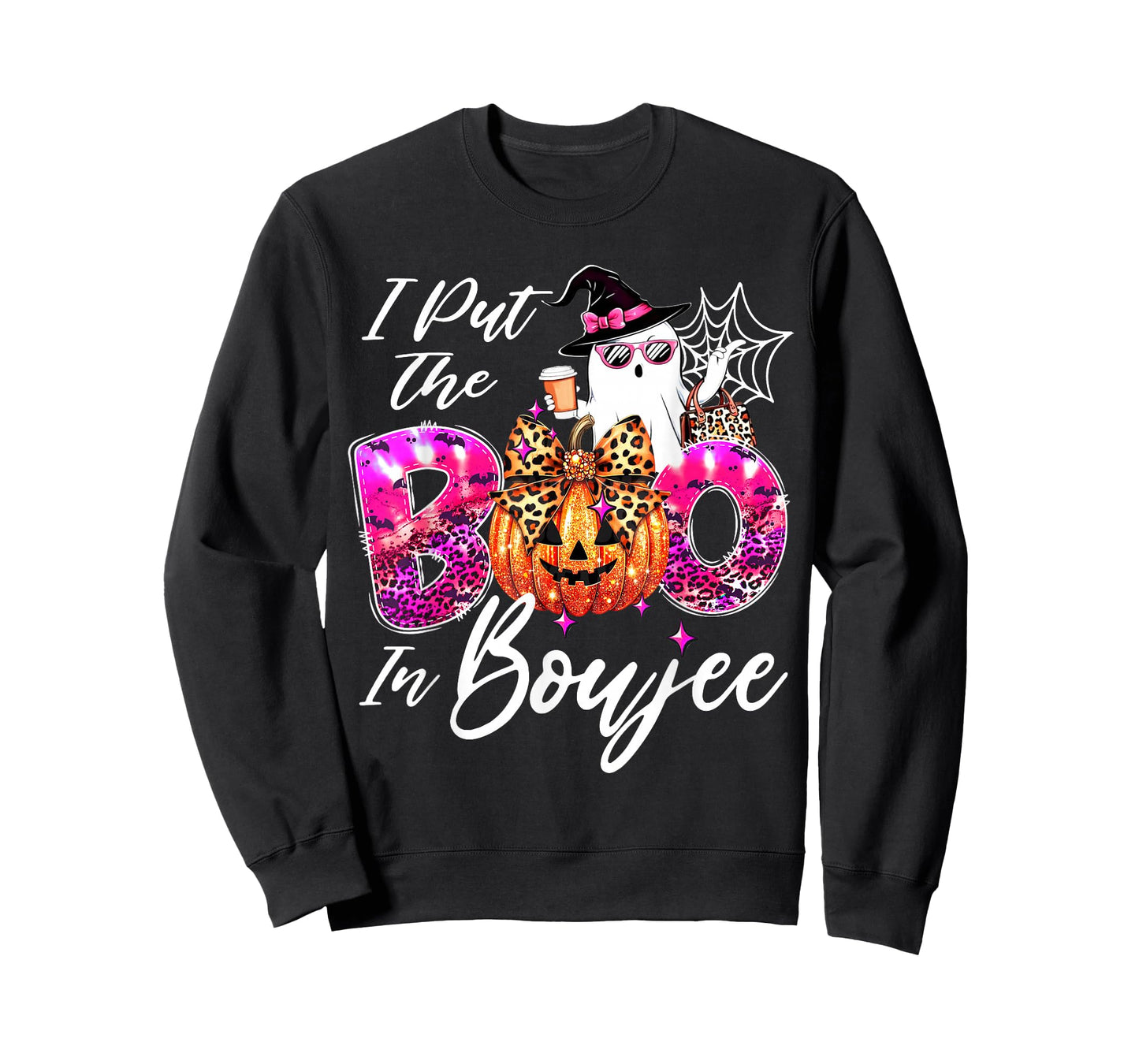 I Put The Boo in Boujee Cute Leopard Boujie Ghost Halloween T-Shirt