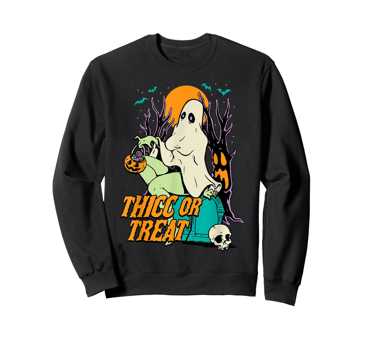 Thicc or Treat Halloween Lady Ghost Sexy Pinup BBW T-Shirt