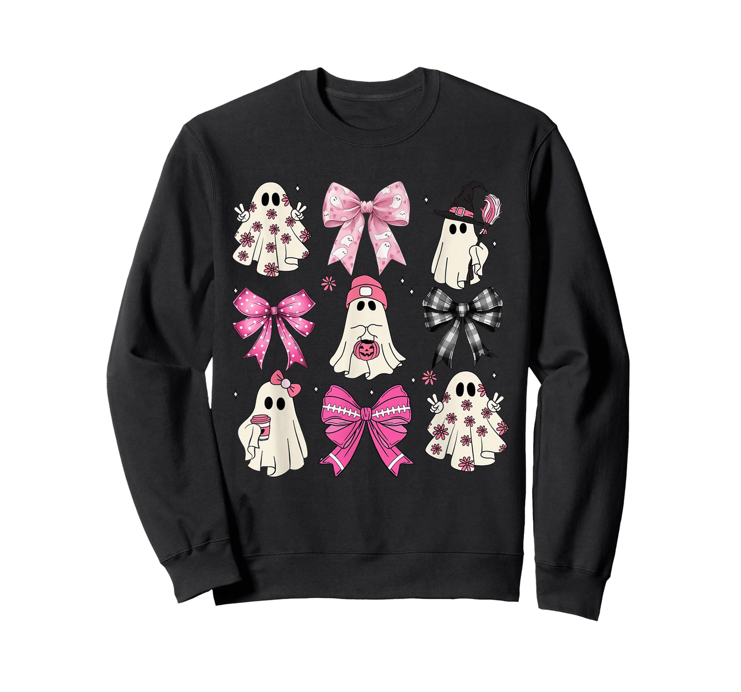 Spooky Vibes Pink Ghost Preppy Halloween Women Girls Kids T-Shirt