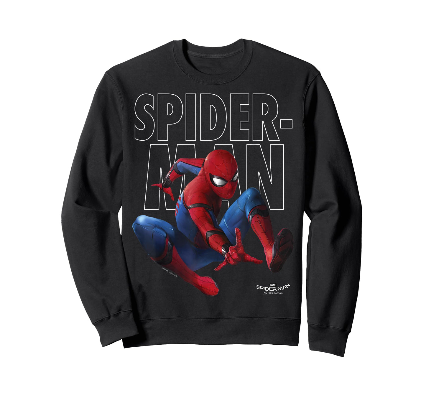 Marvel Spider-Man Homecoming Outlined Epic Jump Pose T-Shirt Small