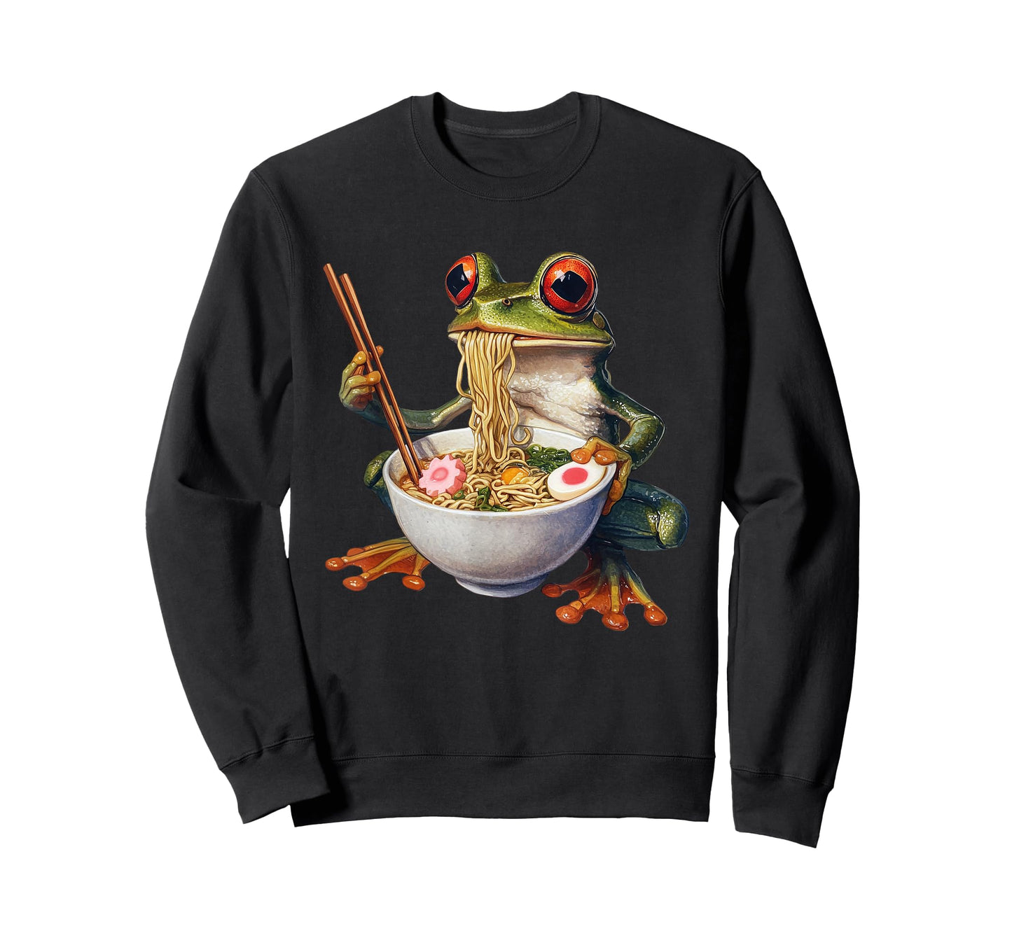 Frog Japanese Eating Ramen Japan Kawaii Funny Anime Graphic T-Shirt