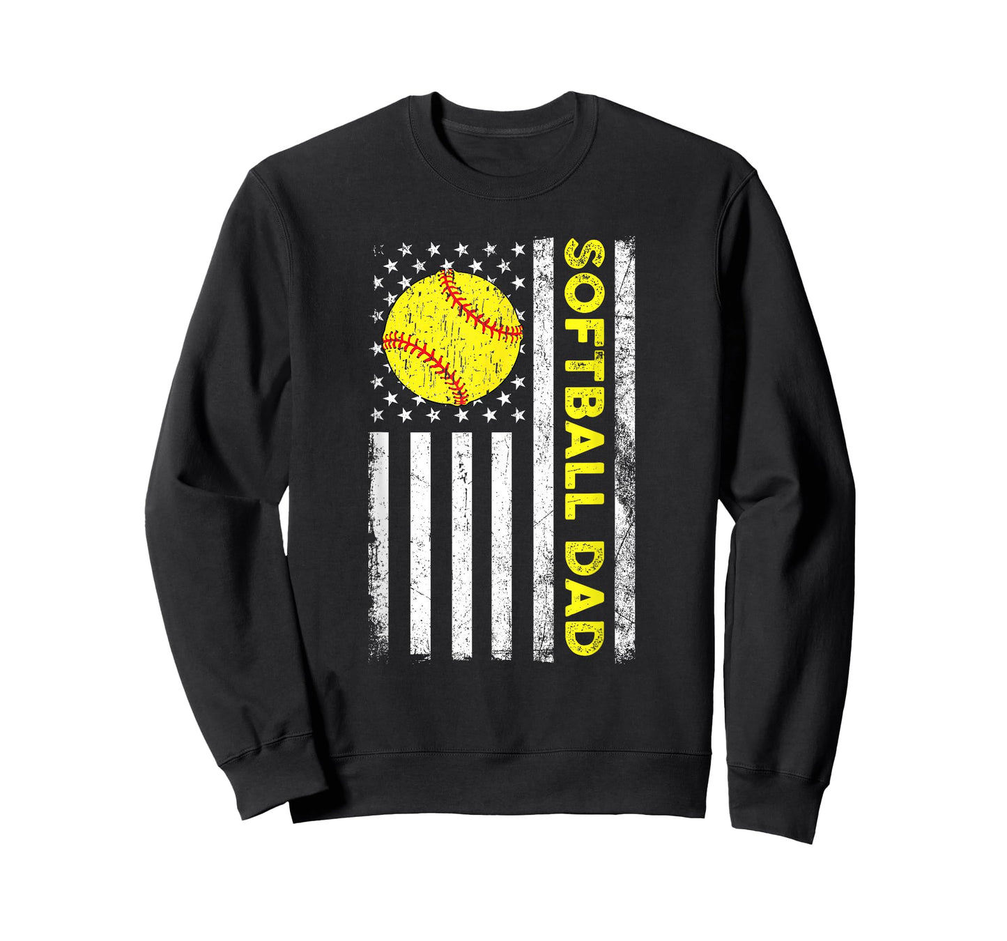 Softball Dad Distressed American Flag Fathers Day T-Shirt