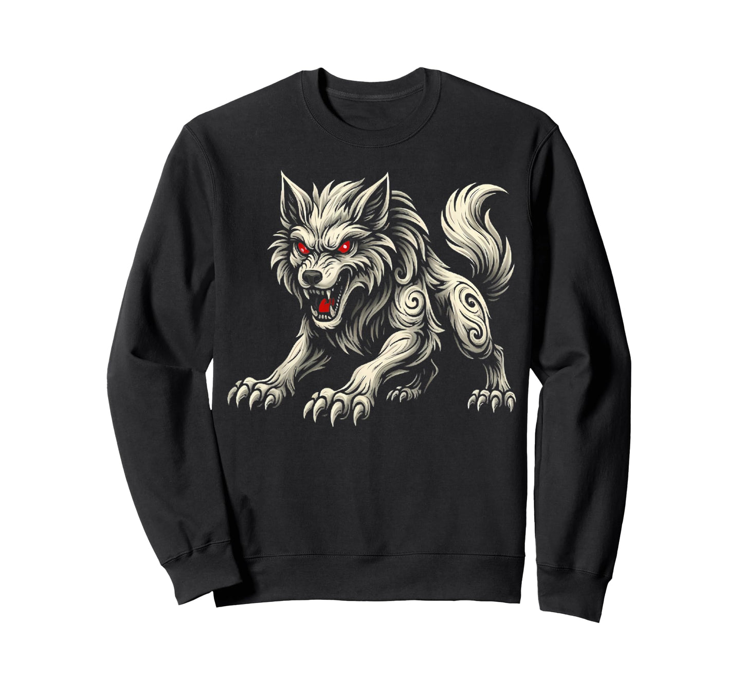 Wolf Black Aggressive Wolf Red Eyes Werewolf Tee Men Boys T-Shirt