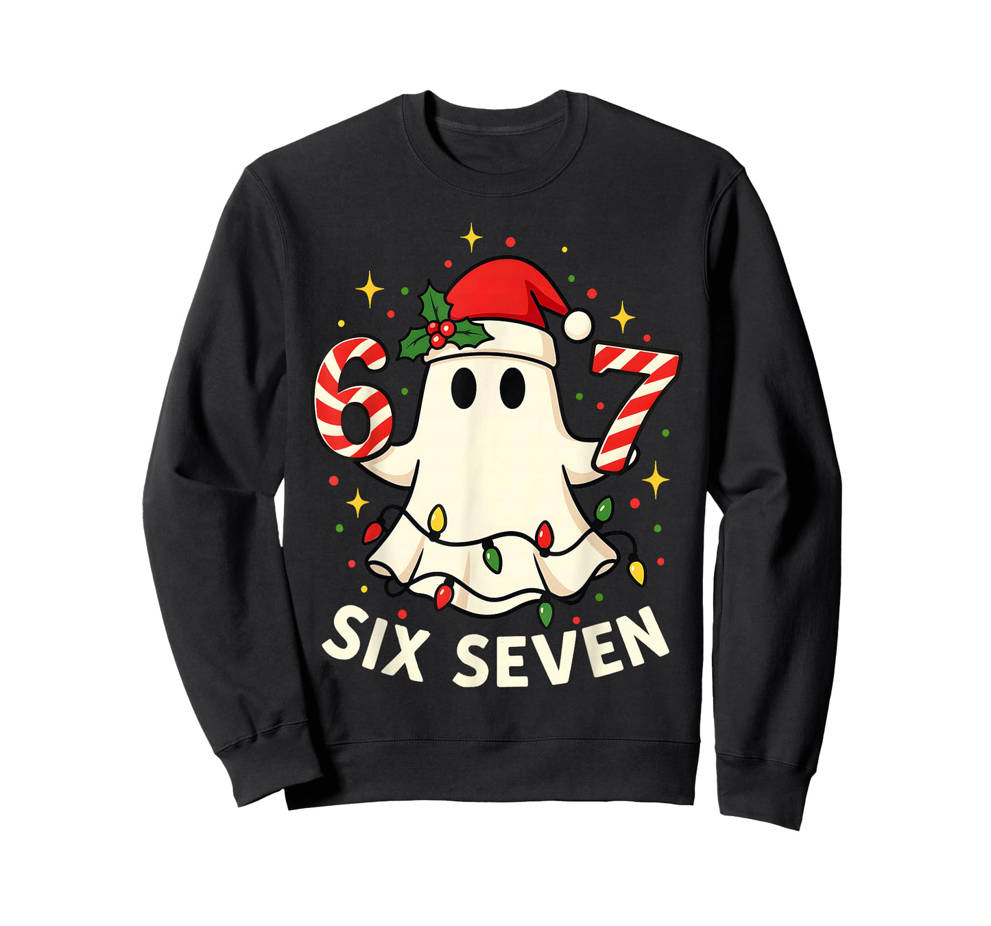 Cute Boo Ghost Lights Candy Cane Christmas 67 Meme T-Shirt