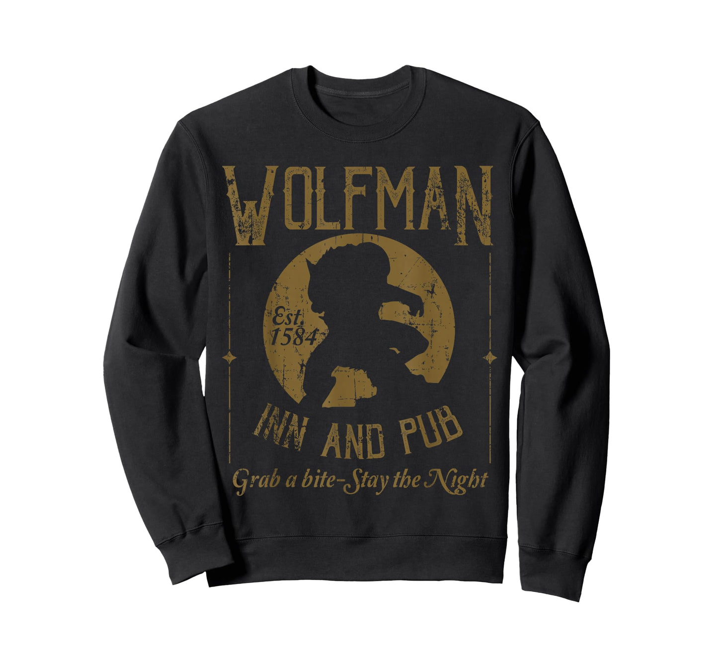Candis Raechelle Designs Wolfman Inn and Pub Distressed Black T-Shirt