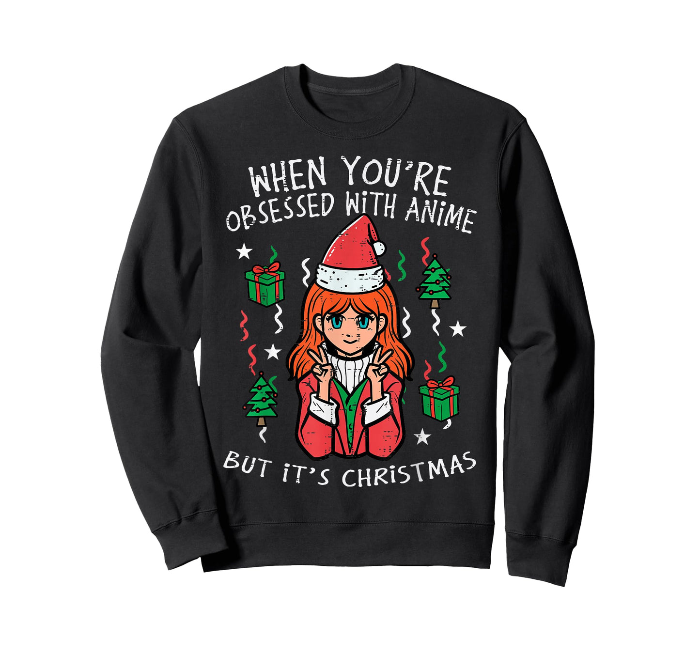 Obsessed With Anime But Christmas Xmas Women Girls Kids Men T-Shirt