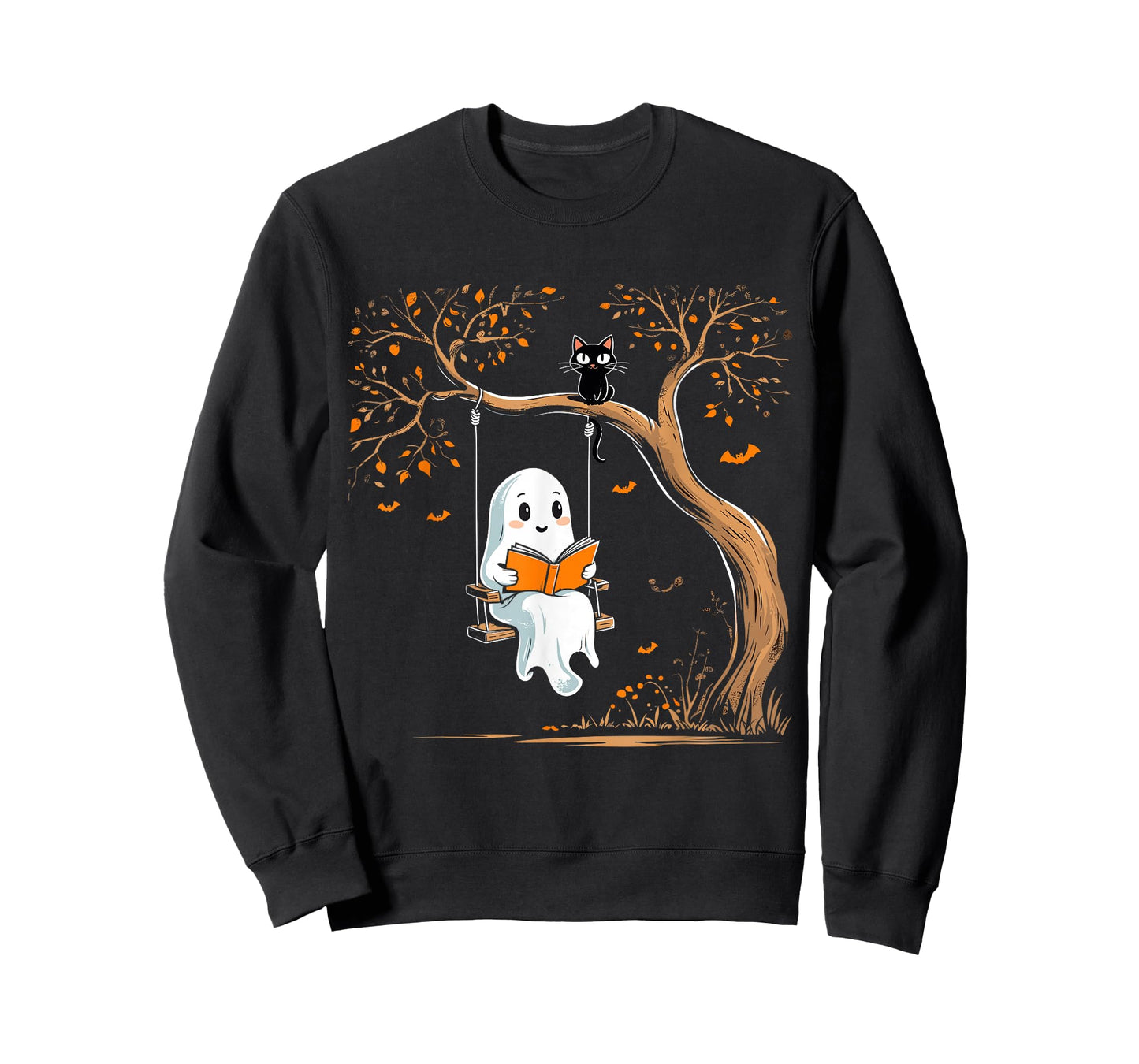 Vintage Ghost Swing Reading Book Swinging Halloween Costume T-Shirt