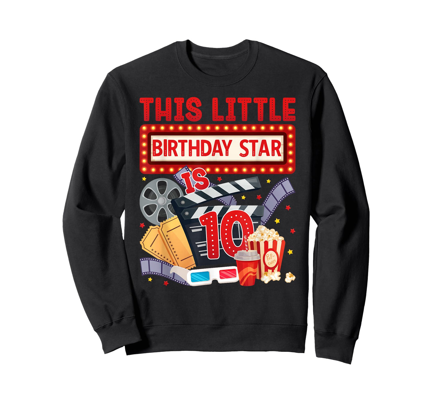10th Movie Night Themed Birthday Ten Year Old Movie Lover T-Shirt