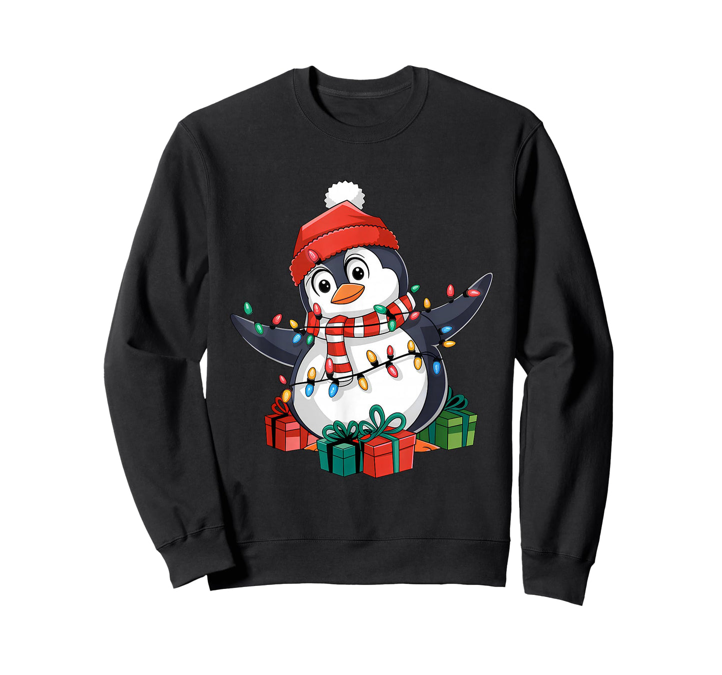 Penguin Santa Lights Christmas - Penguin Lover T-Shirt