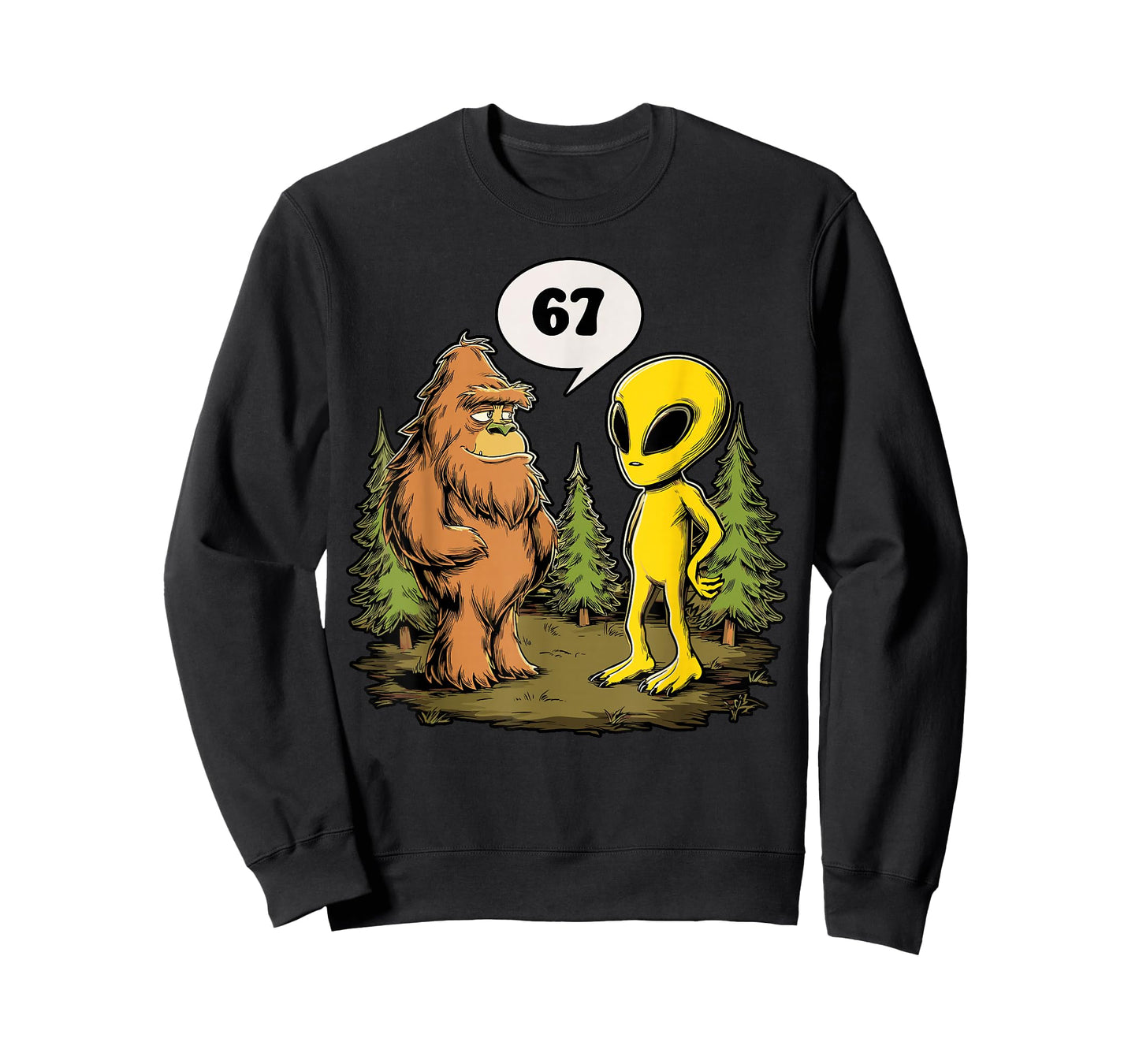 Funny 67 Meme Six Seven Bigfoot Alien T-Shirt