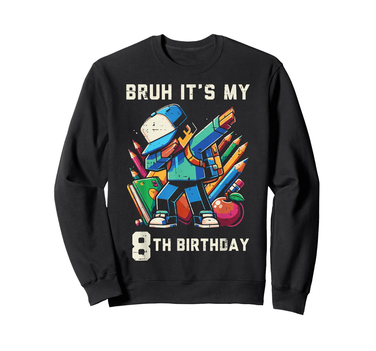Bruh Its My 8th Birthday Pixel Dab 8 Bday Gamer Boys Kids T-Shirt