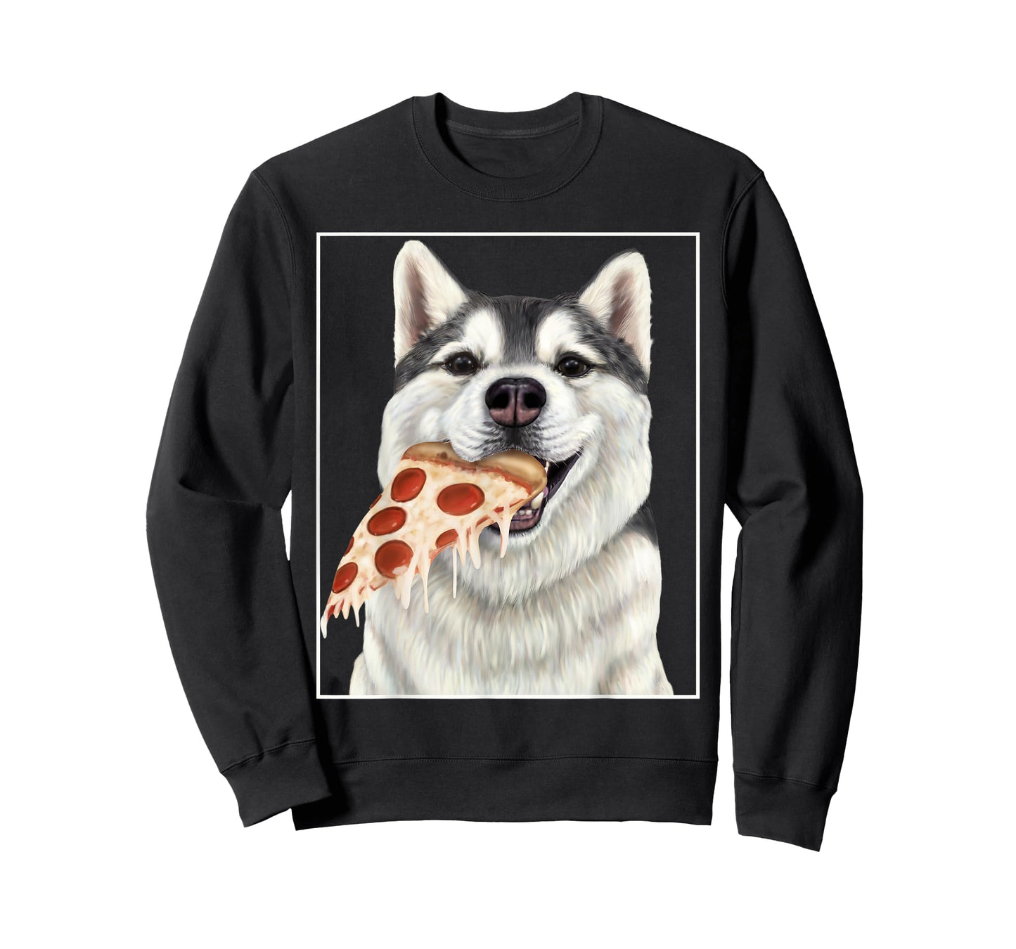 Husky eating pizza. - Dog with pizza slices Men Women Kids T-Shirt