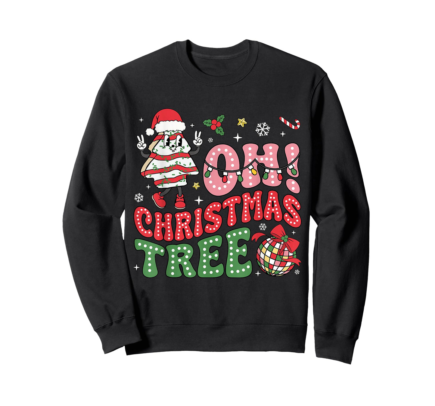 Groovy Oh Christmas Tree Cakes Funny Xmas Cake Lovers Women T-Shirt