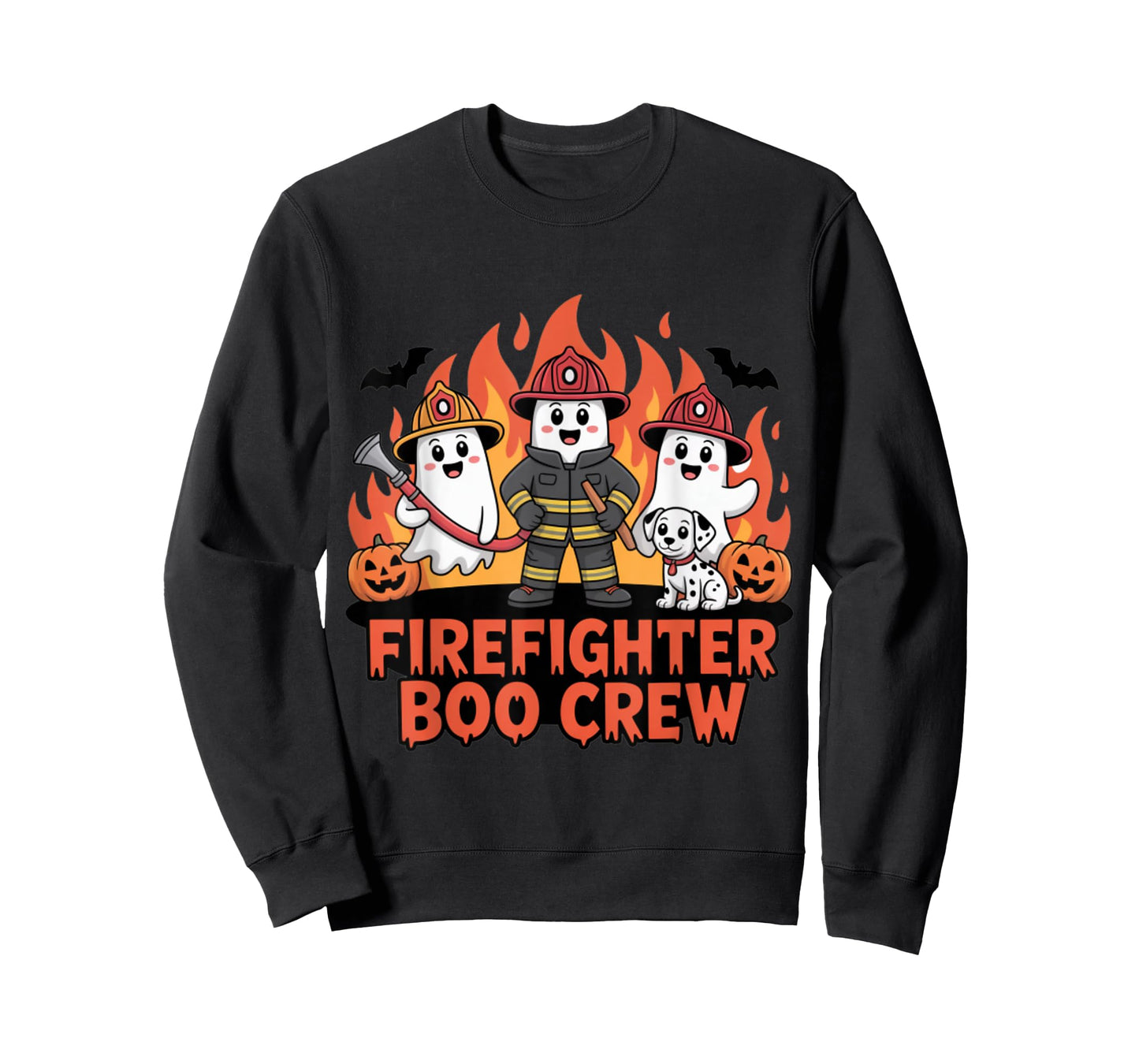 Firefighter Boo Crew Ghost Halloween Costume T-Shirt