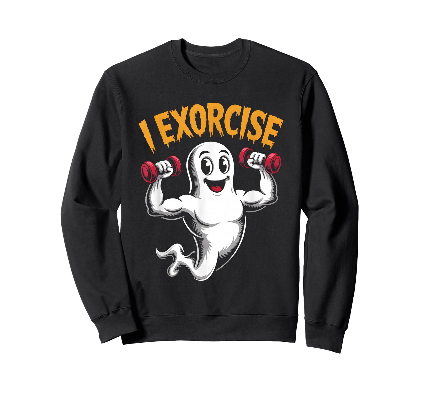Muscular Ghost I Exorcise Parody Exercise Workout Halloween T-Shirt