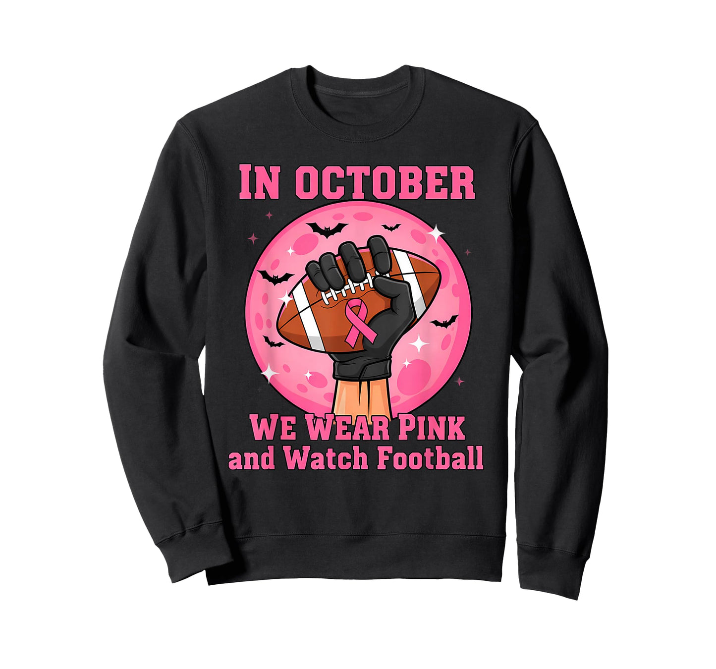 in October We Wear Pink Football Breast Cancer Awareness Men T-Shirt