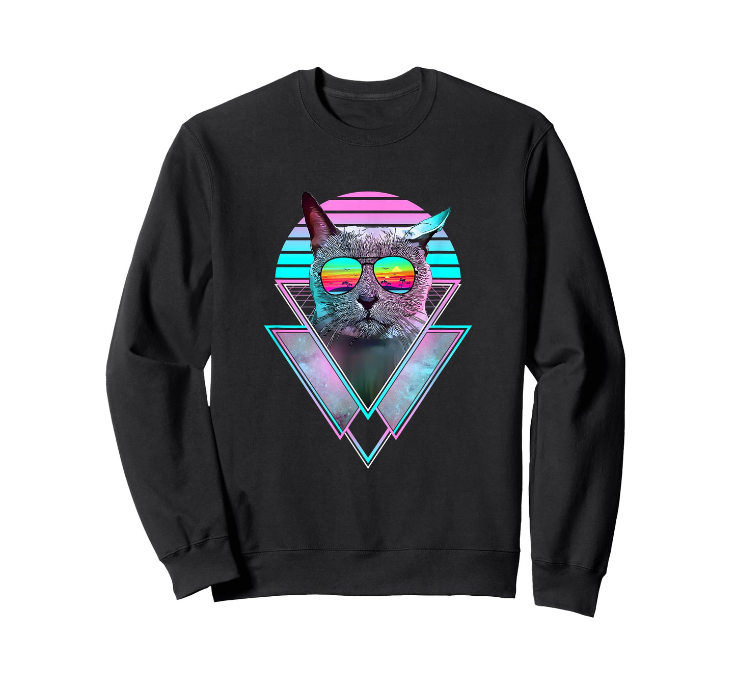 Russian Blue Cat Vintage Retro Vaporwave Beach Vibe Summer T-Shirt