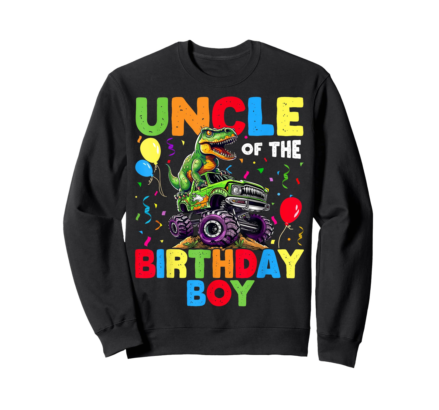 Uncle Of The Birthday Boy Dinosaur T-Rex Monster Truck T-Shirt