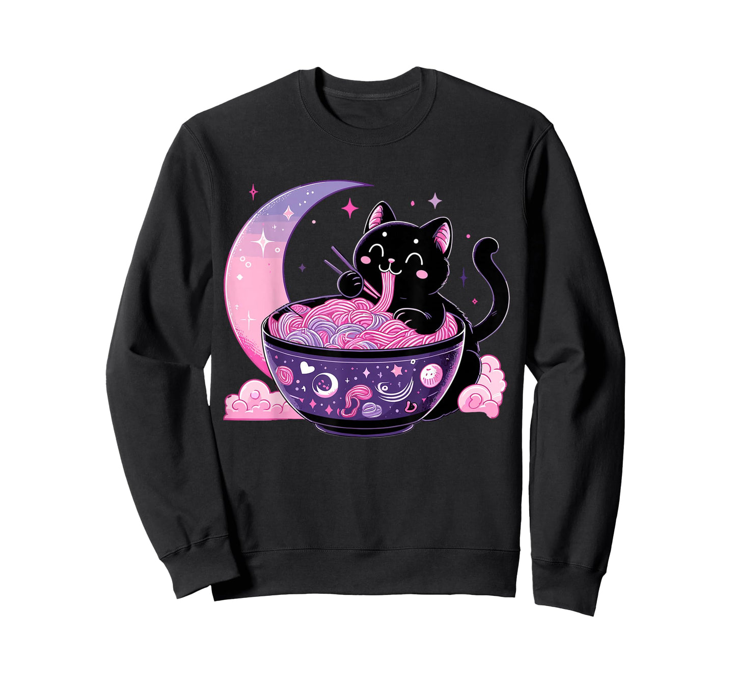 Pastel Goth Aesthetic Kawaii Cat Eating Ramen Noodles T-Shirt