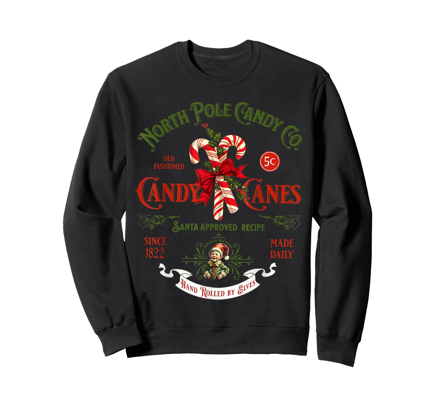 Christmas Retro Old Fashioned Candy Cane North Pole T-Shirt