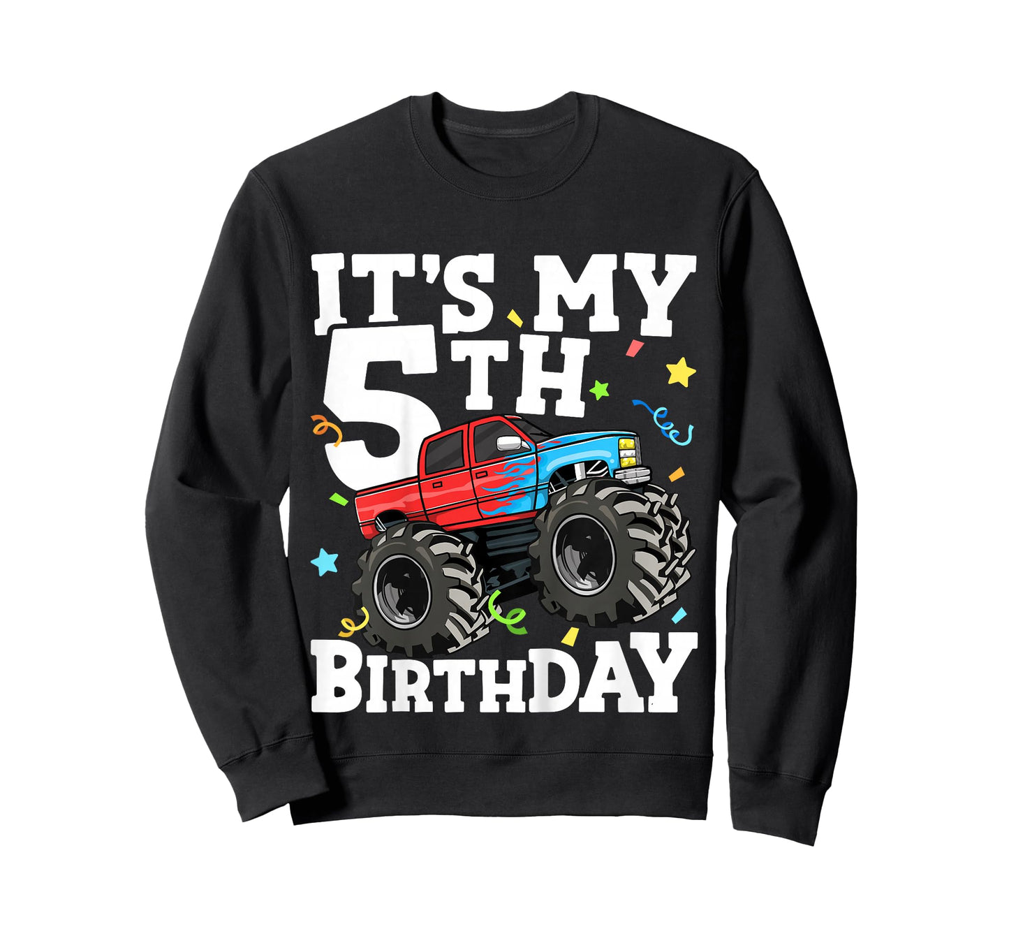 Kids Monster Truck It's My 5th Birthday Boy 5 Five Toddler T-Shirt