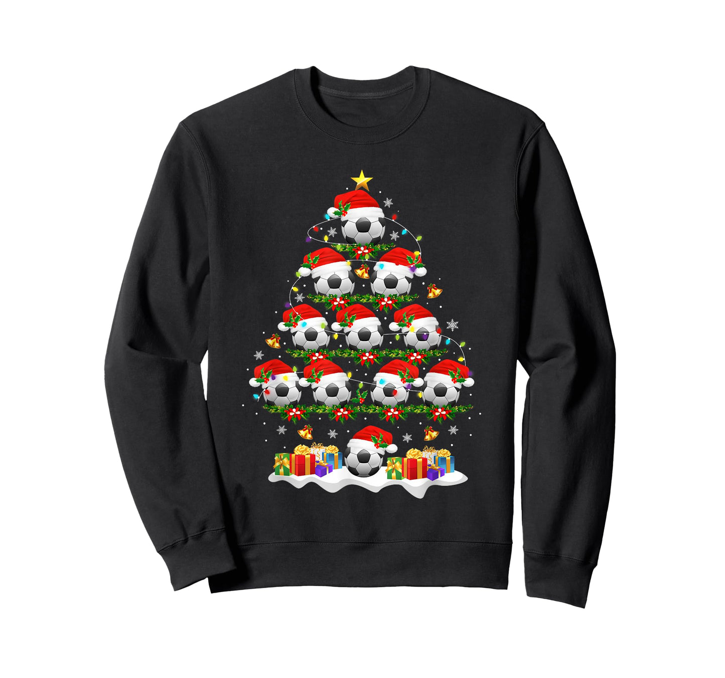 Soccer Christmas Tree Lights Funny Xmas Boys Soccer Player T-Shirt